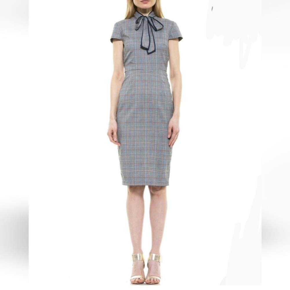 Alexia Admor Blue Plaid Midi Dress